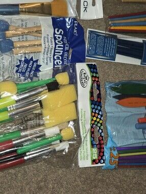 Plaid Yellow Foam Paint Brush Set - Home Party Supplies